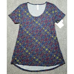 LulaRoe Classic T-Shirt Womens XS Multicolor Abstract Round Neck Short Sleeve